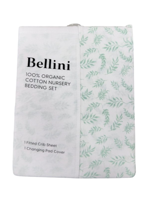 Bellini Crib Sheet and Changing Pad Cover Set, Sage Leaves on Sale
