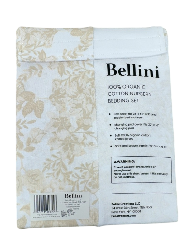 Bellini Crib Sheet and Changing Pad Cover Set, Tan Floral Supply - Image 2