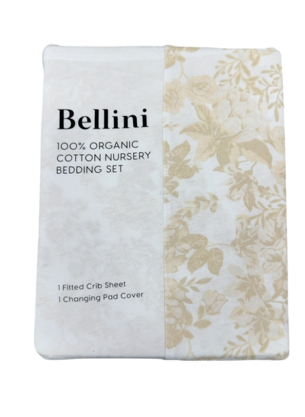 Bellini Crib Sheet and Changing Pad Cover Set, Tan Floral Supply