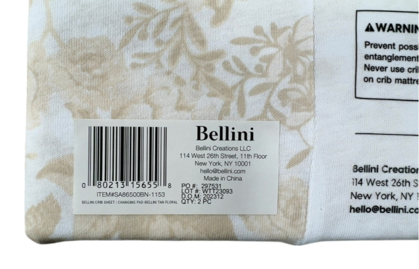 Bellini Crib Sheet and Changing Pad Cover Set, Tan Floral Supply - Image 3