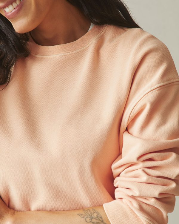 Vintage Wash Relaxed French Terry Crew - Peach Fuzz Online Hot Sale - Image 2