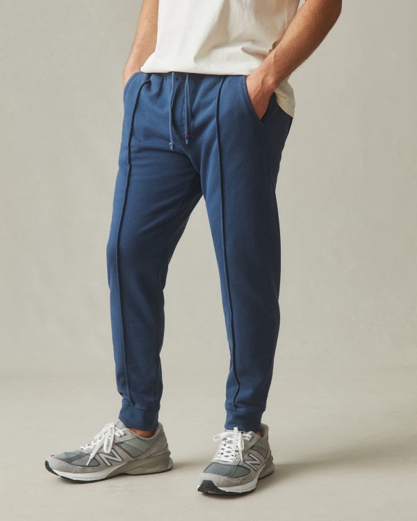Pintuck French Terry Jogger - Marine Navy Hot on Sale - Image 2