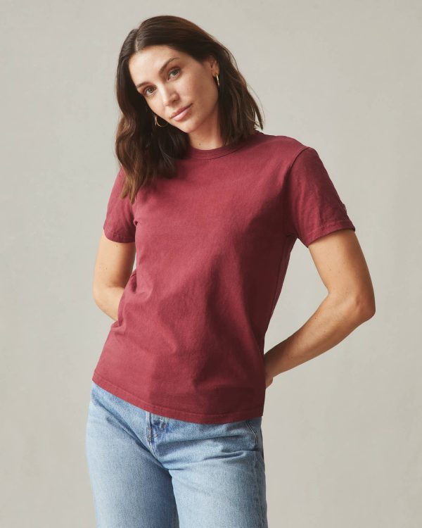 Vintage Crew Tee - Washed Tibetan Red Hot on Sale