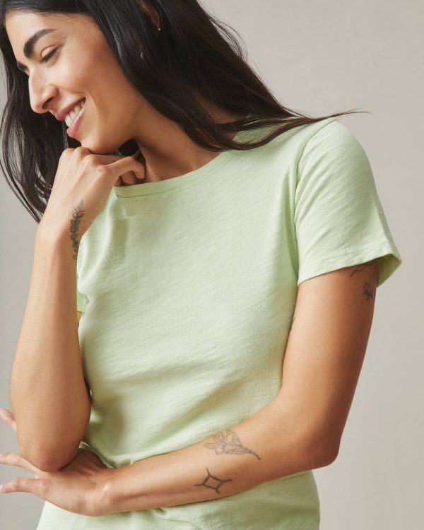 Premium Slub Crew Tee - Soft Green For Discount - Image 2