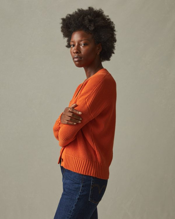 Chunky Cotton Cardigan - Bright Orange Cheap - Image 2
