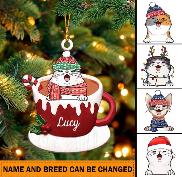 Cat Personalized Custom Shaped Ornament, Personalized Gift for Cat Lovers, Cat Mom, Cat Dad - WO027PS04 Cheap